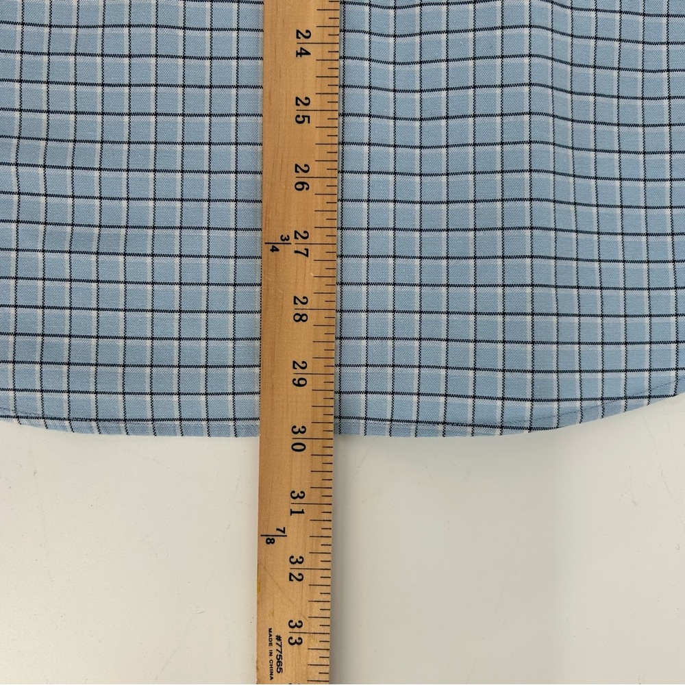 LL Bean Shirt Mens M Slightly Fitted Comfort Stretch Blue Check Heritage Preppy - Picture 7 of 8
